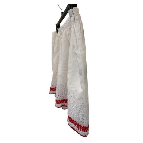 Patterson J. Kincaid Originals White Eyelet Skirt Red Embroidered Hem Size M - Picture 2 of 6